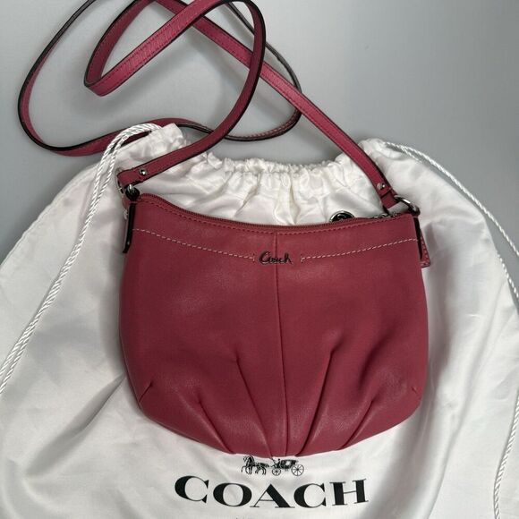 Coach Ashley Ginger Beet Leather Swing pack Silver Hardware Bag Purse - Picture 16 of 16